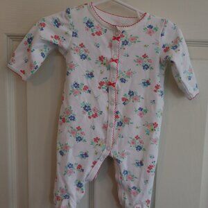 Carter's Girl Infant 3m snap up sleeper floral with bow accents